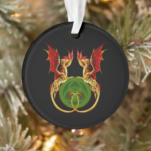 Celtic Crescent Moon And Dragons Ornament (Tree)