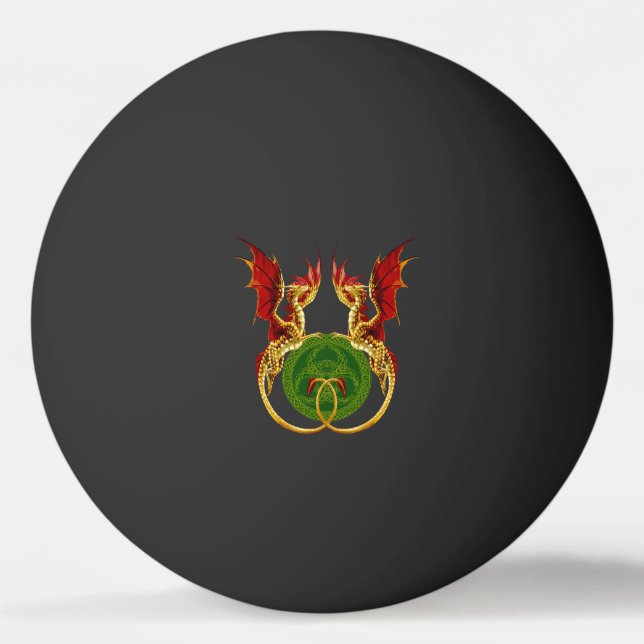 Celtic Crescent Moon And Dragons Ping Pong Ball (Front)
