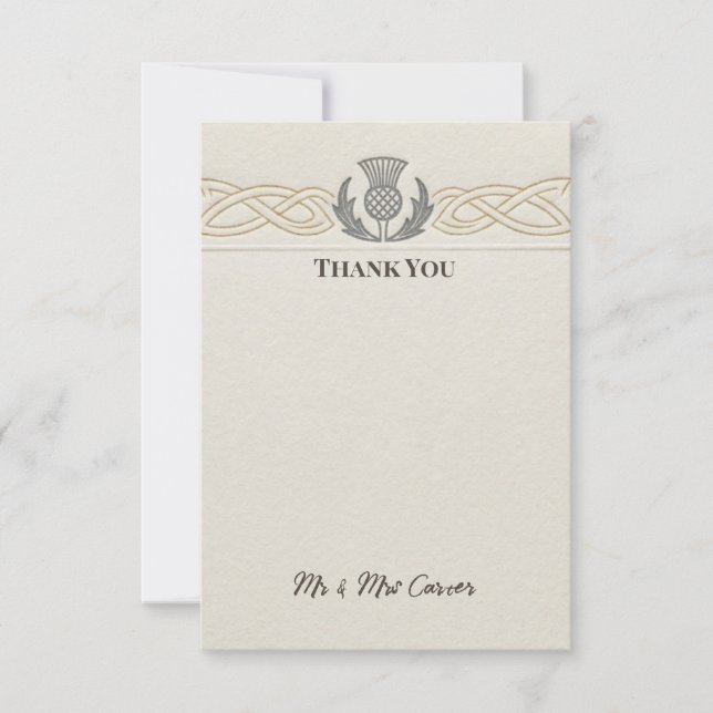 Celtic Crest Wedding Thank You Card (Front)