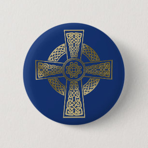 Celtic cross 6 cm round badge