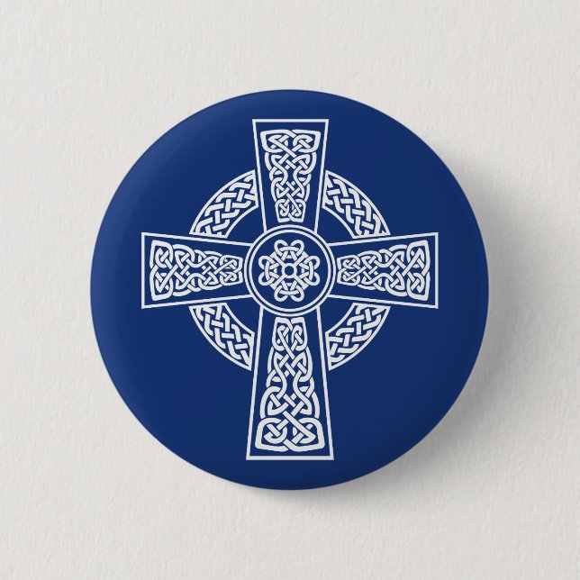 Celtic cross 6 cm round badge (Front)