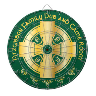 Celtic Cross and Knot Letter F Monogram and Name Dartboard
