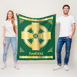 Celtic Cross and Knot Letter X Monogram and Name Fleece Blanket