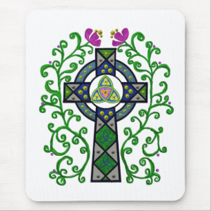 Celtic Cross and Vines Mouse Mat