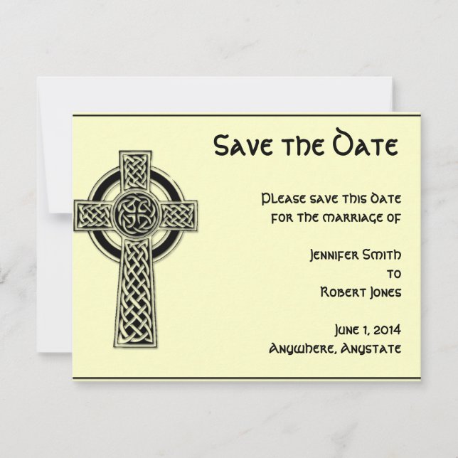 Celtic Cross Black and Mythic Ivory Save the Date (Front)