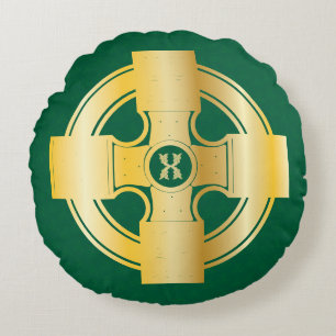 Celtic Cross Celtic Knot Letter X Monogram Round Cushion