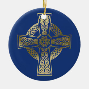 Celtic cross ceramic tree decoration