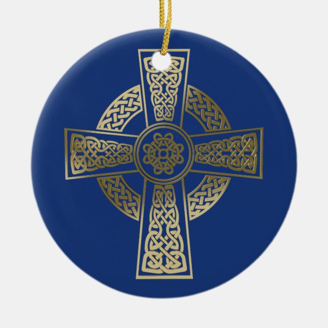 Celtic cross ceramic tree decoration (Front)