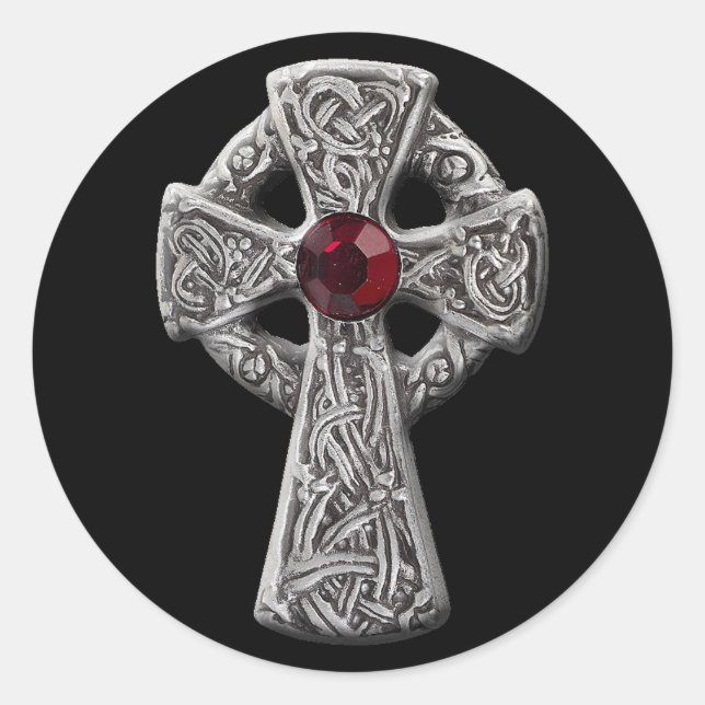 Celtic Cross Classic Round Sticker (Front)