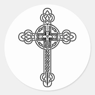 Celtic cross classic round sticker