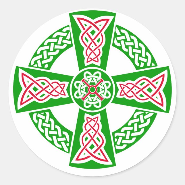 Celtic cross classic round sticker (Front)