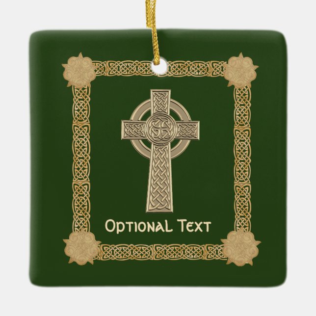 Celtic Cross Custom Ceramic Ornament (Front)
