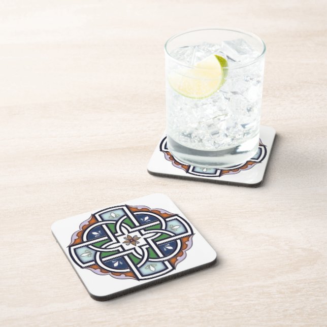 Celtic Cross Deco Glass Coaster (Right Side)