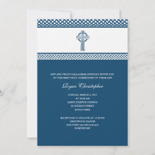 Celtic Cross First Holy Communion Invitation