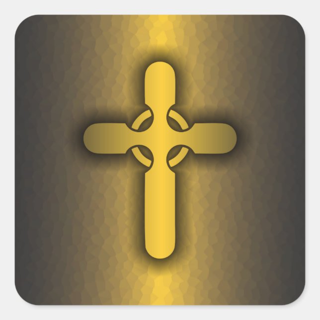 Celtic Cross (gold) Square Sticker (Front)