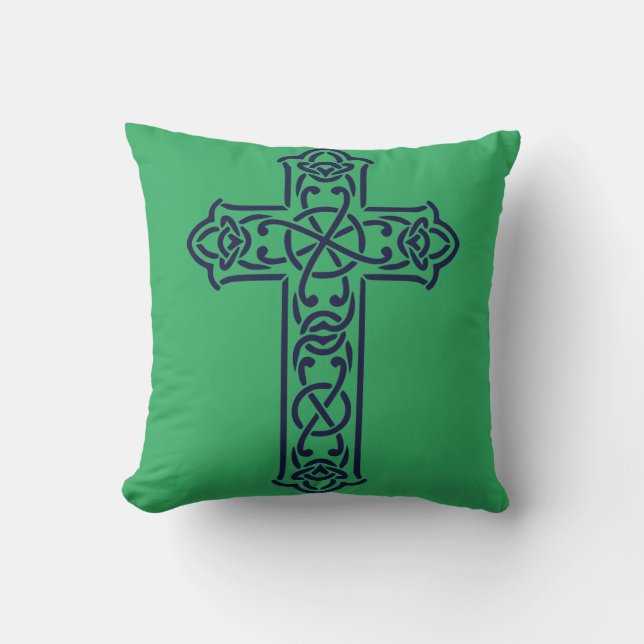 Celtic Cross Graphic Knotwork Art Cushion (Front)