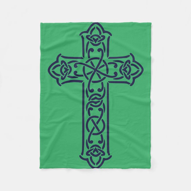 Celtic Cross Graphic Knotwork Art Fleece Blanket (Front)