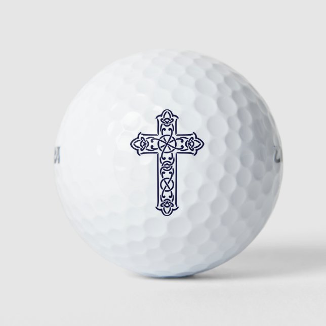 Celtic Cross Graphic Knotwork Art Golf Balls (Front)