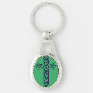 Celtic Cross Graphic Knotwork Art Key Ring