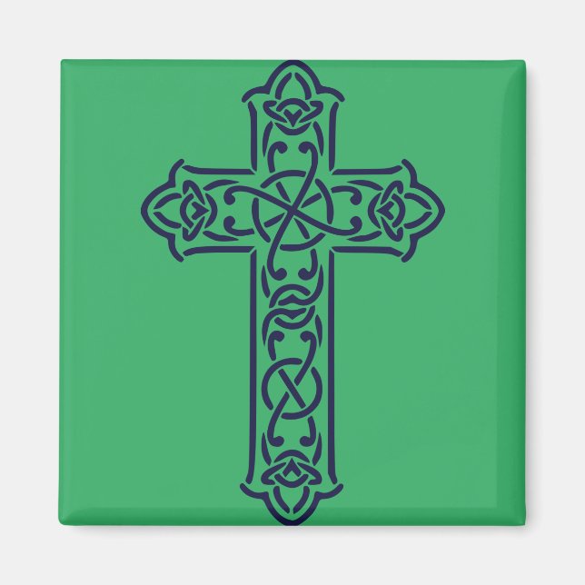 Celtic Cross Graphic Knotwork Art Magnet (Front)