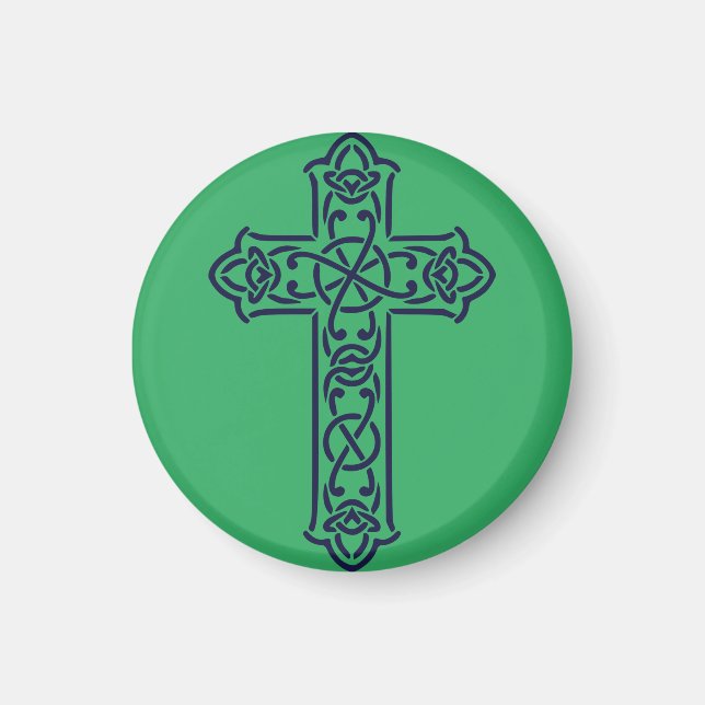 Celtic Cross Graphic Knotwork Art Magnet (Front)