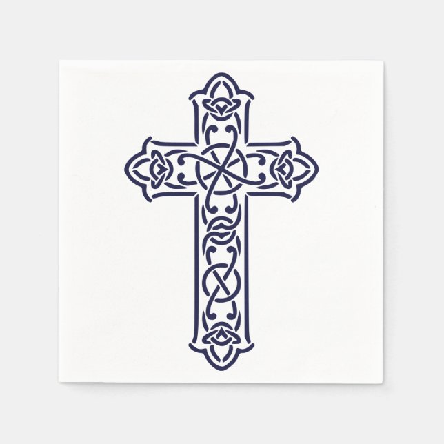 Celtic Cross Graphic Knotwork Art Napkin (Front)
