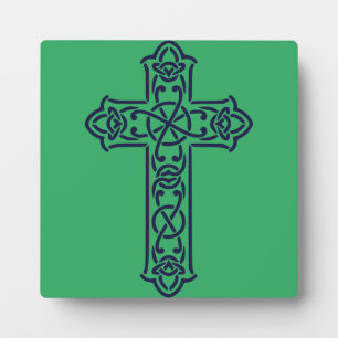 Celtic Cross Graphic Knotwork Art Plaque