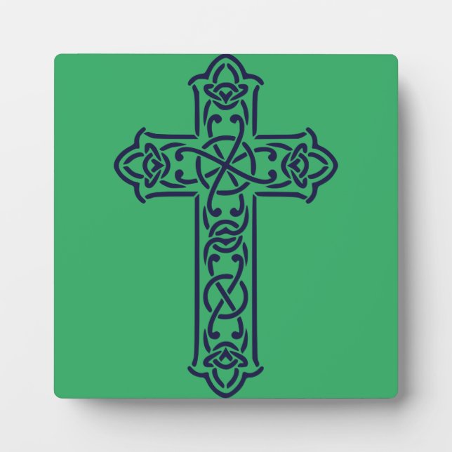 Celtic Cross Graphic Knotwork Art Plaque (Front)