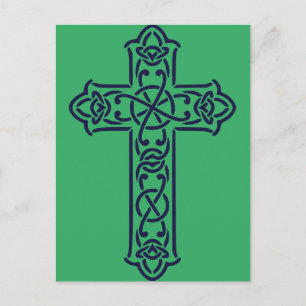 Celtic Cross Graphic Knotwork Art Postcard