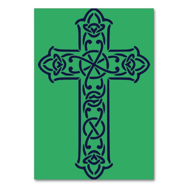 Celtic Cross Graphic Knotwork Art Table Number (Front)