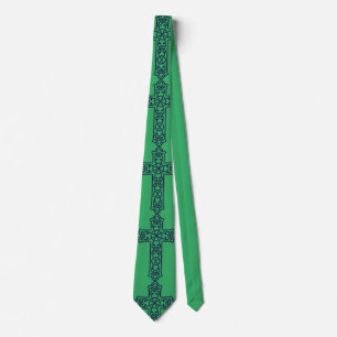 Celtic Cross Graphic Knotwork Art Tie