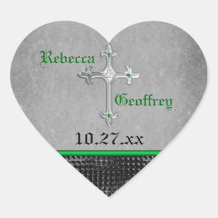 Celtic Cross Green, Black, Grey Wedding Sticker