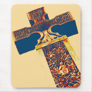 Celtic Cross Grunge Mouse Pad
