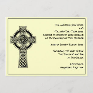 Celtic Cross in Black Ivory Wedding Invitation