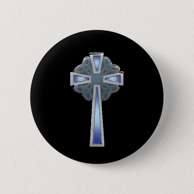 Celtic Cross in Blue - button (Front)
