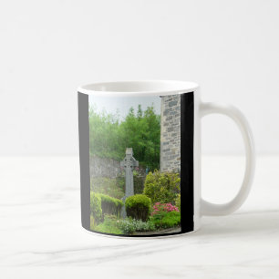 Celtic cross in churchyard, Faith Coffee Mug