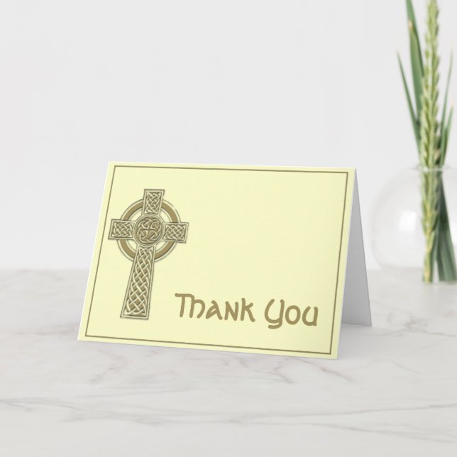 Celtic Cross in Gold and Mythic Ivory Thank You (Front)