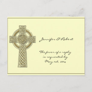 Celtic Cross in Gold Ivory RSVP Postcard