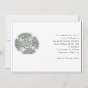 Celtic Cross in Silver and White Invitation