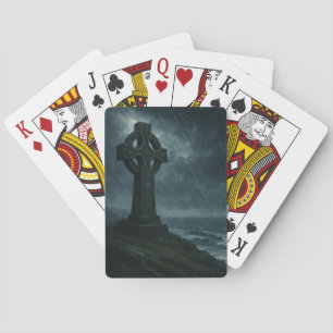 Celtic Cross in Stormy Windswept Sea Playing Cards
