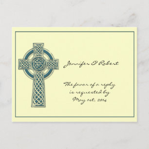 Celtic Cross in Teal Ivory RSVP Postcard