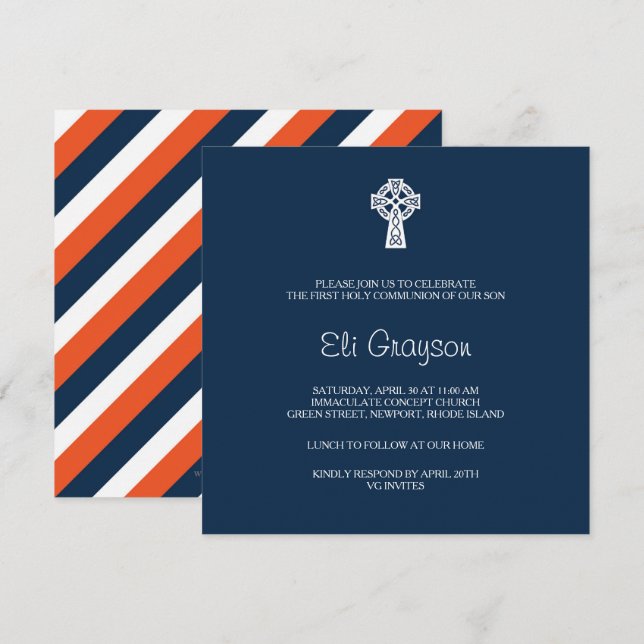 Celtic Cross Invitation - Boy Baptism (Front/Back)
