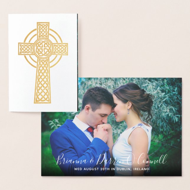 Celtic Cross Irish Catholic Wedding Announcement (Display)