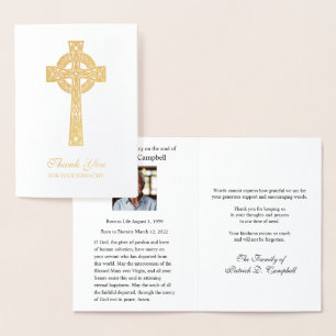 Celtic Cross Irish Funeral Memorial Sympathy Foil Card