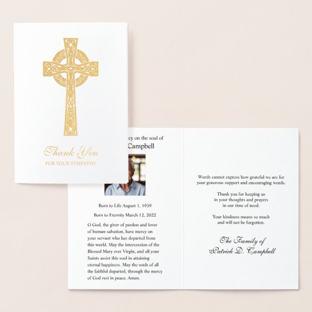 Celtic Cross Irish Funeral Memorial Sympathy Foil Card (Display)