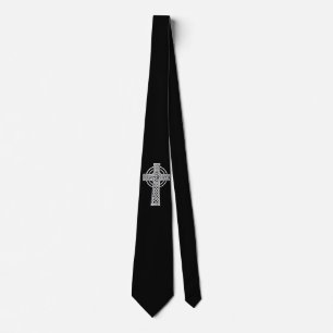 Celtic Cross on Black Background Tie