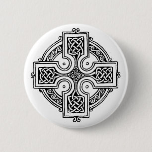 Celtic cross pattern 6 cm round badge