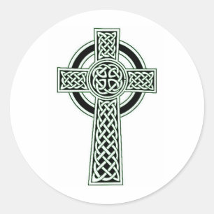 CELTIC CROSS PRINT CLASSIC ROUND STICKER