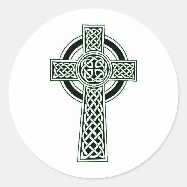CELTIC CROSS PRINT CLASSIC ROUND STICKER (Front)