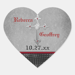 Celtic Cross Red, Black, Grey Wedding Sticker